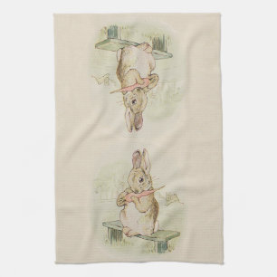 VINTAGE RABBIT,  BUNNY SEPIA PASTEL KITCHEN TOWEL