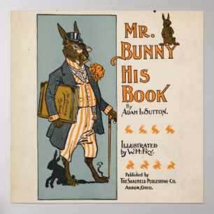 Vintage Rabbit Children's Book Illustration  Poster