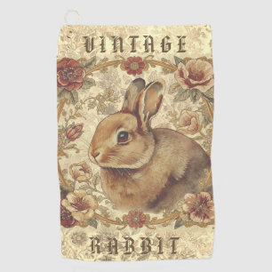 Vintage Rabbit,Classic Rabbit and Flowers Pattern  Golf Towel