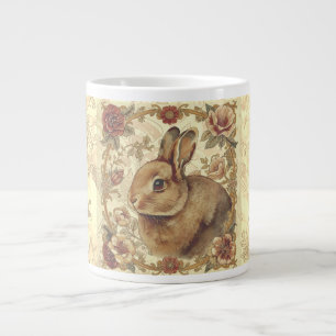 Vintage Rabbit,Classic Rabbit and Flowers Pattern  Large Coffee Mug