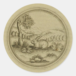 Vintage Rabbit Classic Round Sticker