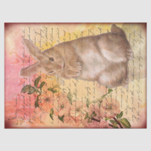 Vintage Rabbit Cursive Script Decoupage Tissue Pap Paper