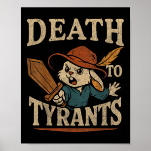 Vintage Rabbit Death To Tyrants Retro 90s Poster