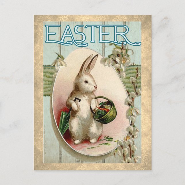 Vintage Rabbit Easter Image Holiday Postcard (Front)