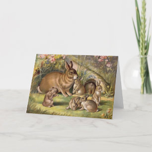Vintage Rabbit Family Greeting Card