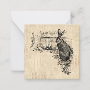 Vintage Rabbit Illustrated Bunny Art Card