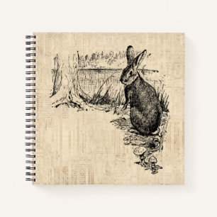 Vintage Rabbit Illustrated Bunny Art Notebook