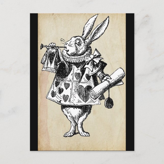 Vintage Rabbit in Hearts Postcard (Front)