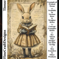 Vintage Rabbit & Open Book Reading CT7 Decoupage