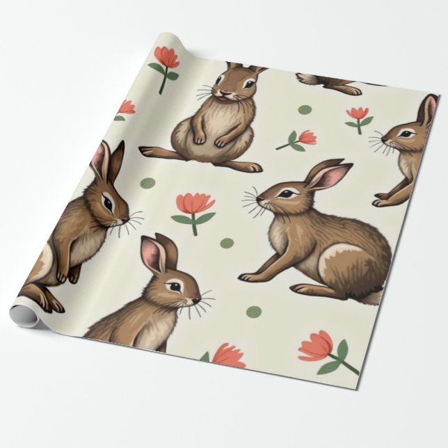 Vintage rabbit pattern  wrapping paper (Unrolled)