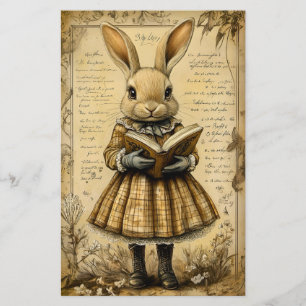 Vintage Rabbit & Reading Book CT7 Scrapbook Paper