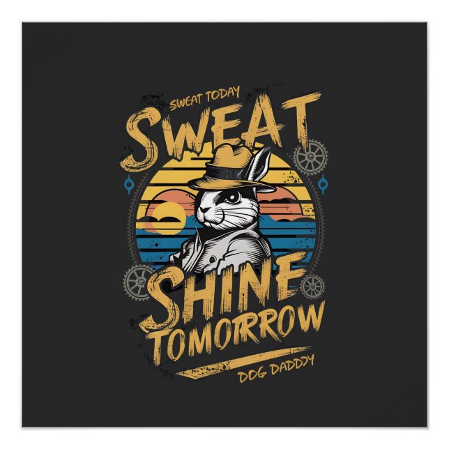 Vintage Rabbit Workout Motivation Art Poster (Front)