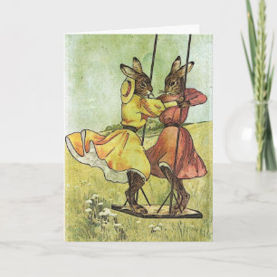 Vintage Rabbits, Easter Holiday Card