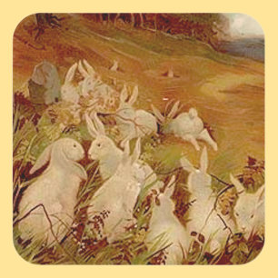 Vintage Rabbits Square Sticker