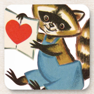 Vintage Raccoon Love Coaster