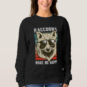 Vintage Raccoons Make Me Happy, Sunglasses Racoon Sweatshirt