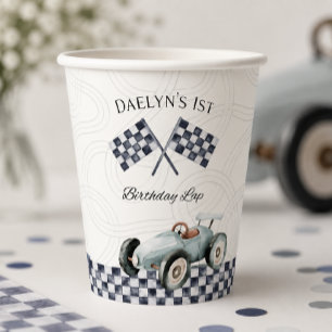 Vintage Race Car 1st Birthday Paper Cups