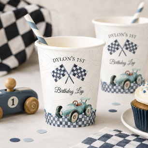 Vintage Race Car 1st Birthday Paper Cups