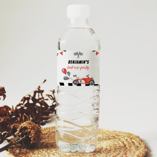 Vintage Race Car Birthday Water Bottle Label