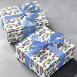 Vintage Race Car Birthday Wrapping Paper Sheet<br><div class="desc">Racing car themed birthday wrapping paper featuring 4 vintage watercolor race cars.</div>
