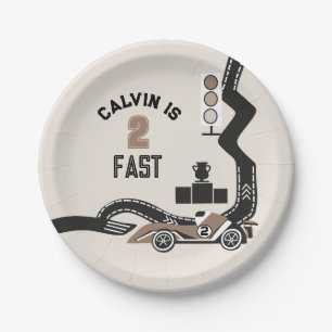 Vintage Race Car Boys Two Fast Birthday Party  Paper Plate