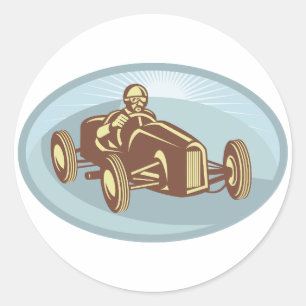Vintage Race Car Driver Classic Motorsport Art  Classic Round Sticker