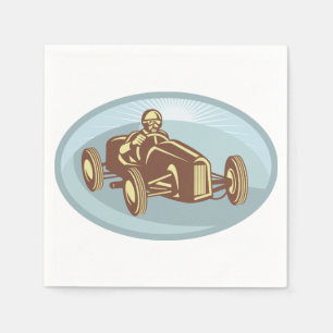 Vintage Race Car Driver Classic Motorsport Art  Napkin