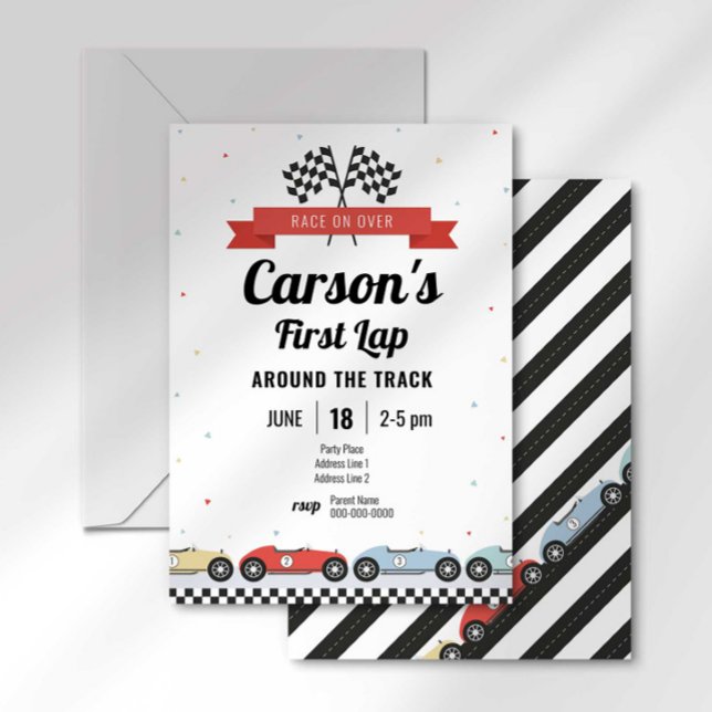 Vintage Race Car First Lap Birthday Invitation (Creator Uploaded)