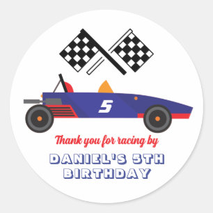 Vintage Race Car for Kids Boys Birthday Party Classic Round Sticker