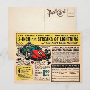 Vintage Race Car Mail Order Postcard