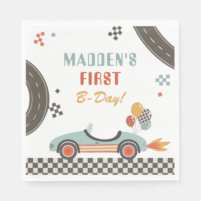 Vintage Race Car Party Napkins (Front)