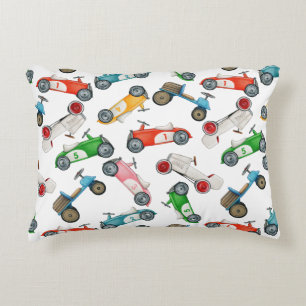 Vintage Race Car Pattern Decorative Cushion