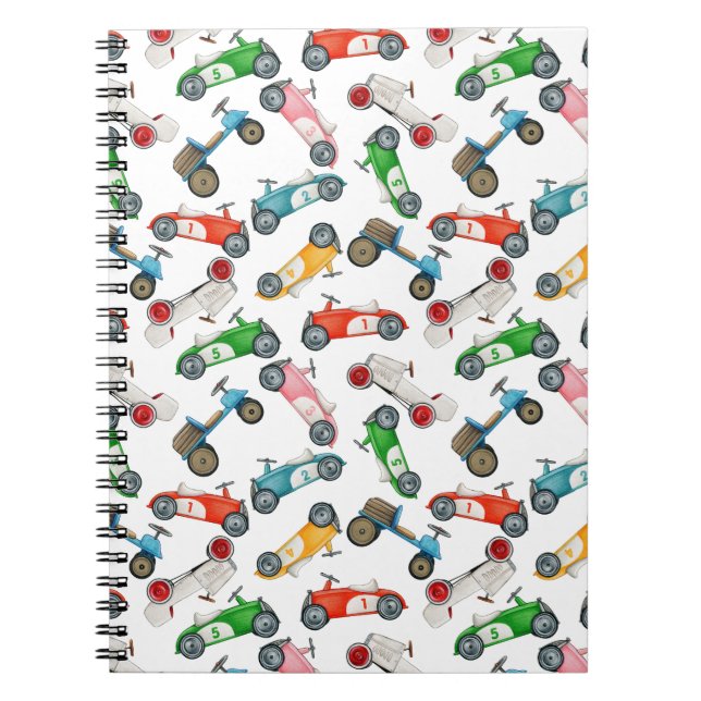 Vintage Race Car Pattern Notebook (Front)