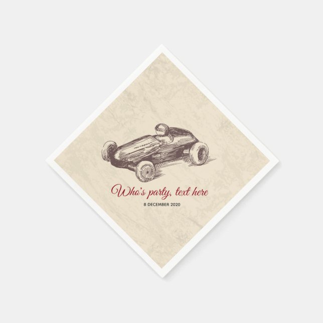 vintage, race car,  racer, Cocktail Paper Napkins (Corner)