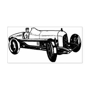 Vintage Race Car Rubber Stamp 