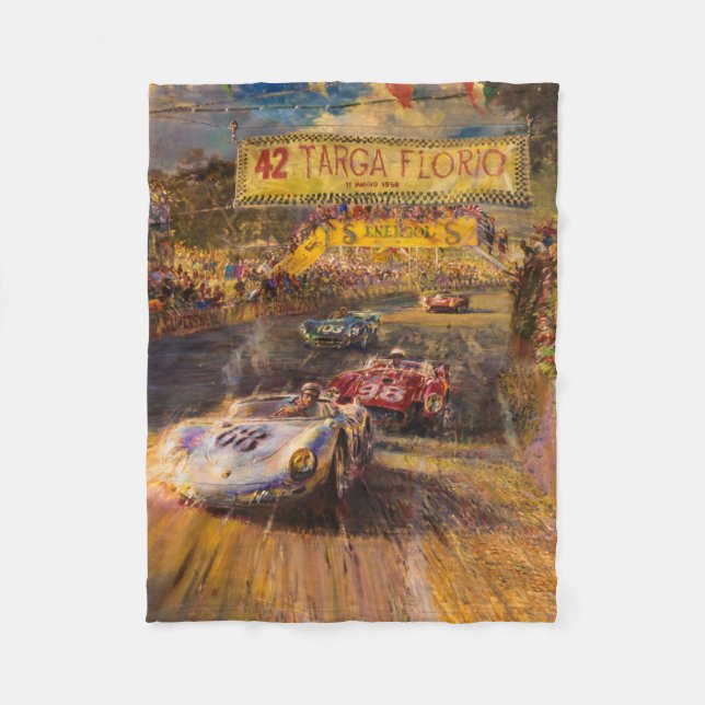 Vintage Race Cars Automobile Racing Fleece Blanket (Front)