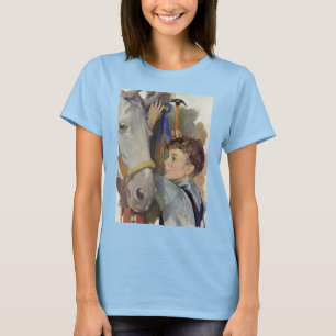 Vintage Race Horse, Blue Ribbon Winner with a Boy T-Shirt
