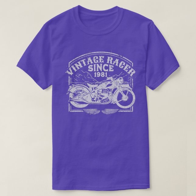 Vintage Racer Since 1981 Retro Motorbike  Motorcyc T-Shirt (Design Front)