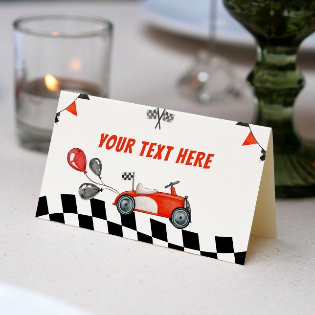 Vintage Racing Car 1st Birthday Tent Place Card (Creator Uploaded)