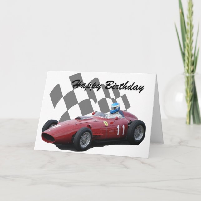 Vintage Racing Car Happy Birthday 6 Card (Front)