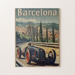 Vintage Racing Car in Barcelona Jigsaw Puzzle