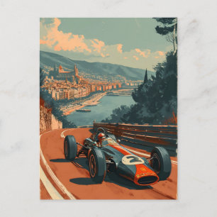 Vintage racing car in Barcelona Postcard