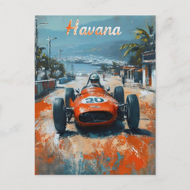 Vintage racing car in Havana artful Postcard (Front)