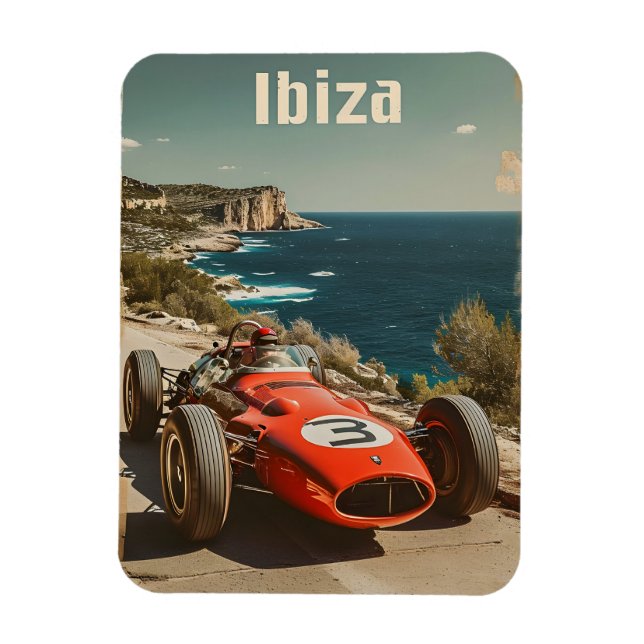 Vintage Racing Car in Ibiza Magnet (Vertical)