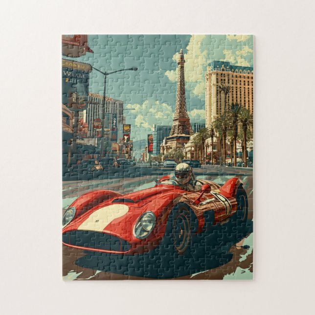 Vintage racing car in Las Vegas Jigsaw Puzzle (Vertical)