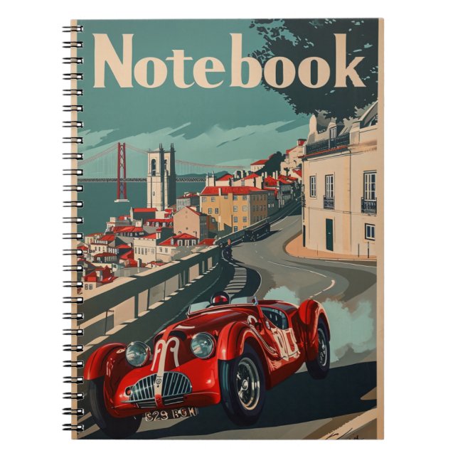 Vintage Racing Car in Lisbon Notebook (Front)