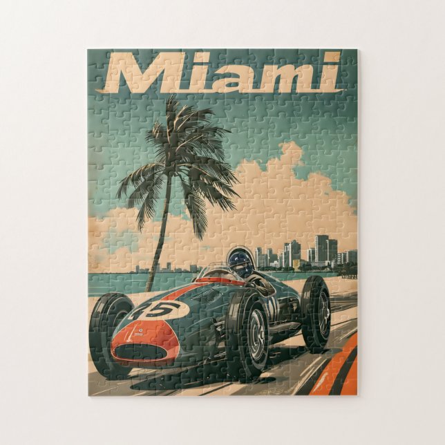 Vintage Racing Car in Miami  Jigsaw Puzzle (Vertical)