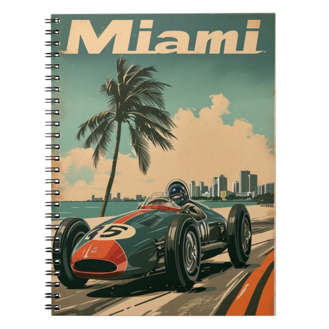 Vintage Racing Car in Miami Notebook (Front)