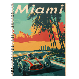 Vintage Racing Car in Miami Notebook