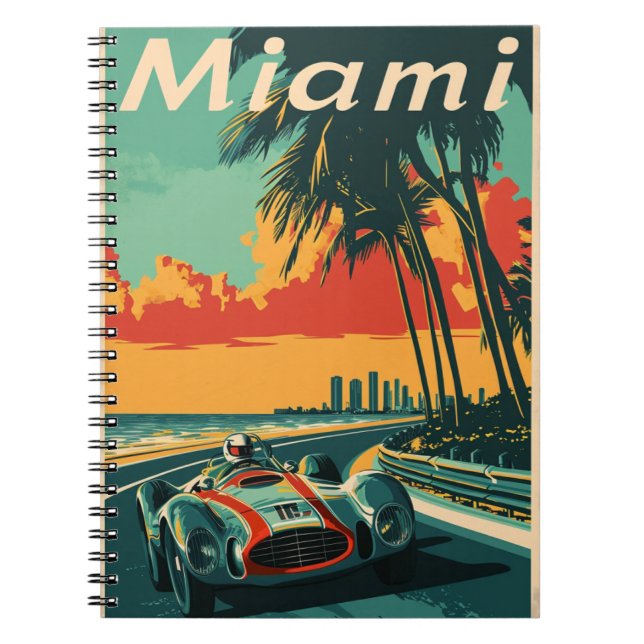 Vintage Racing Car in Miami Notebook (Front)